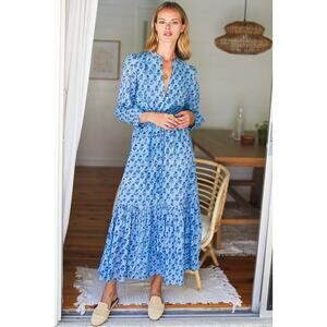 Emerson Fry India Collection Frances Midi Dress in Little Marigolds Danube Sz XS